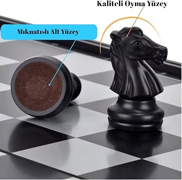 Mıknatıslı Satranç Takımı, Manyetik Satranç Seti, 25cm, Katlanabilir Tabla LRS0565920995688520952