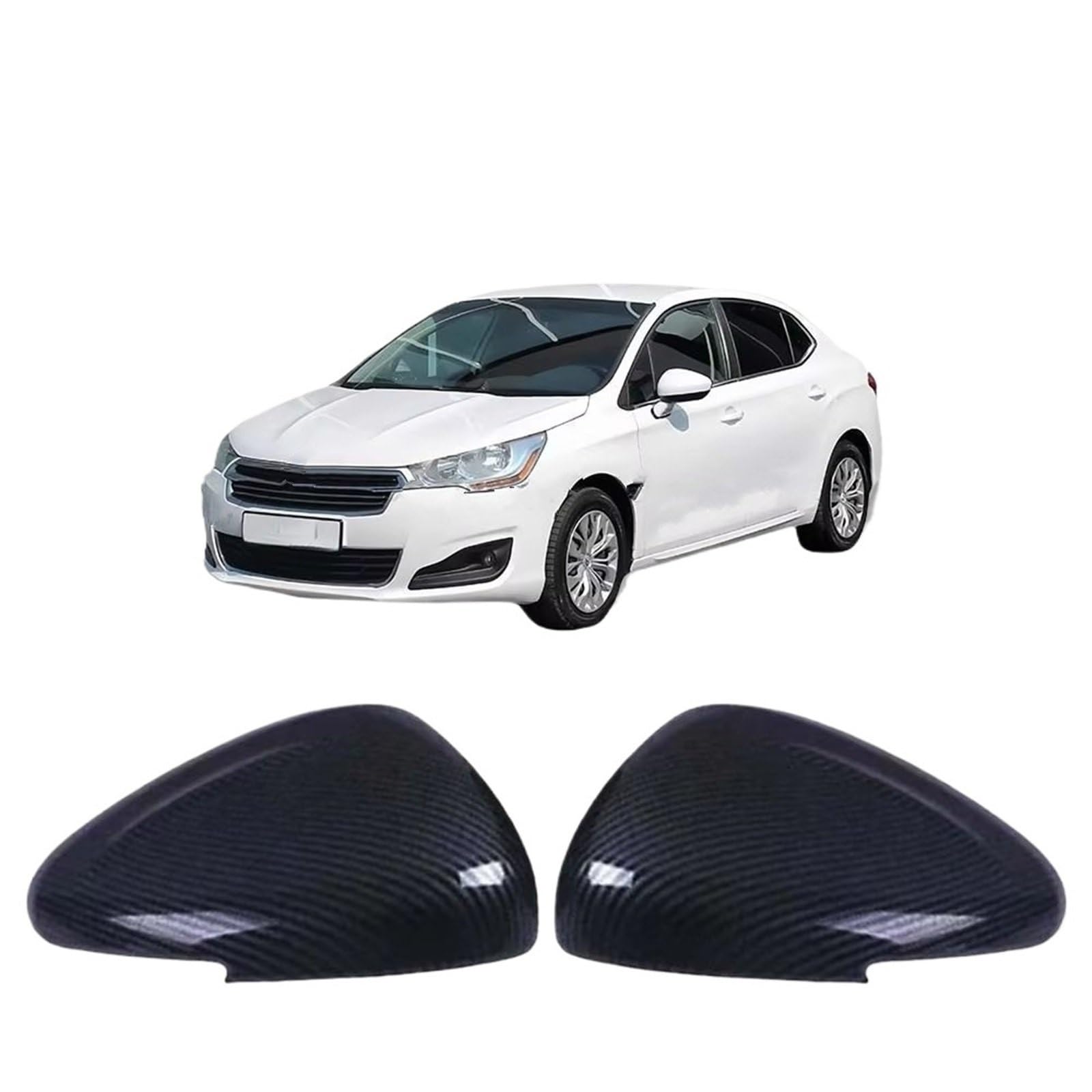 Calotta specchietto auto Compatibile Con Citroen Per C4L C4 2013 2014 2015 2016 Copertura Protettiva Dello Specchio Della Porta In Fibra Carbonio Lucido Stili Bastone Retrovisore Per Auto