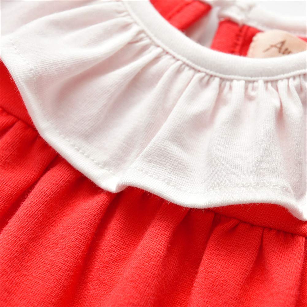 Infant Baby Girls Short Sleeve Ruffles Summer Red Dress 1 Year Baby Girl Dress for Birthday (73 (9M))