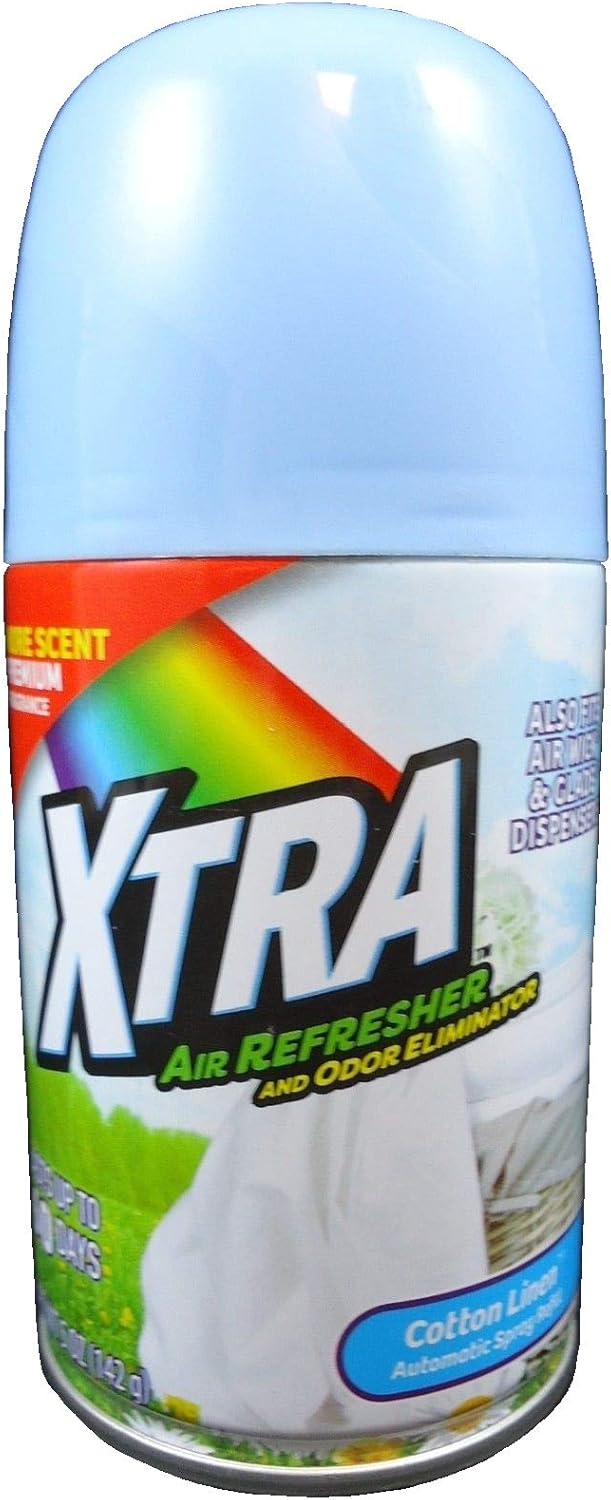 XTRA Premium Automatic Spray Air Freshener Refill, Cotton Linen 5 Oz. (Pack of 6