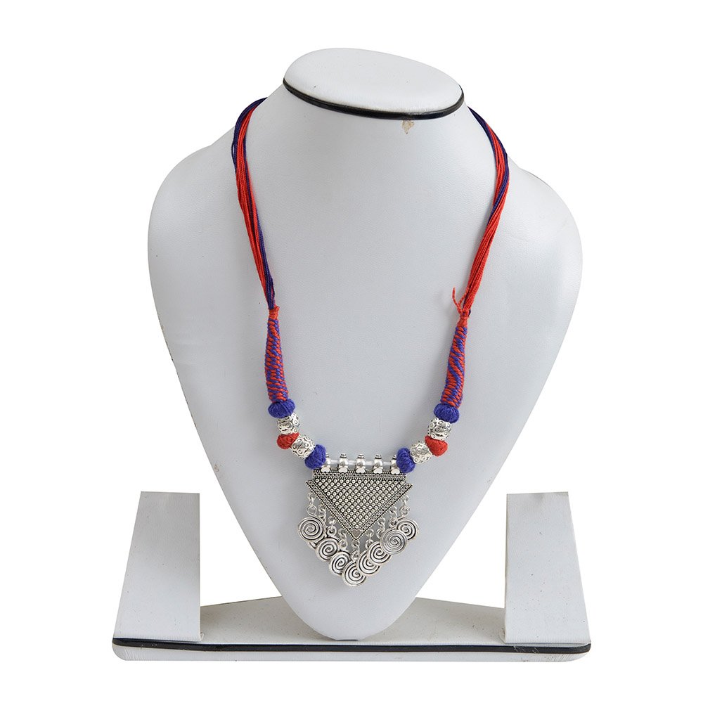 Handmade Tribal Necklace in Antique Silver Finish