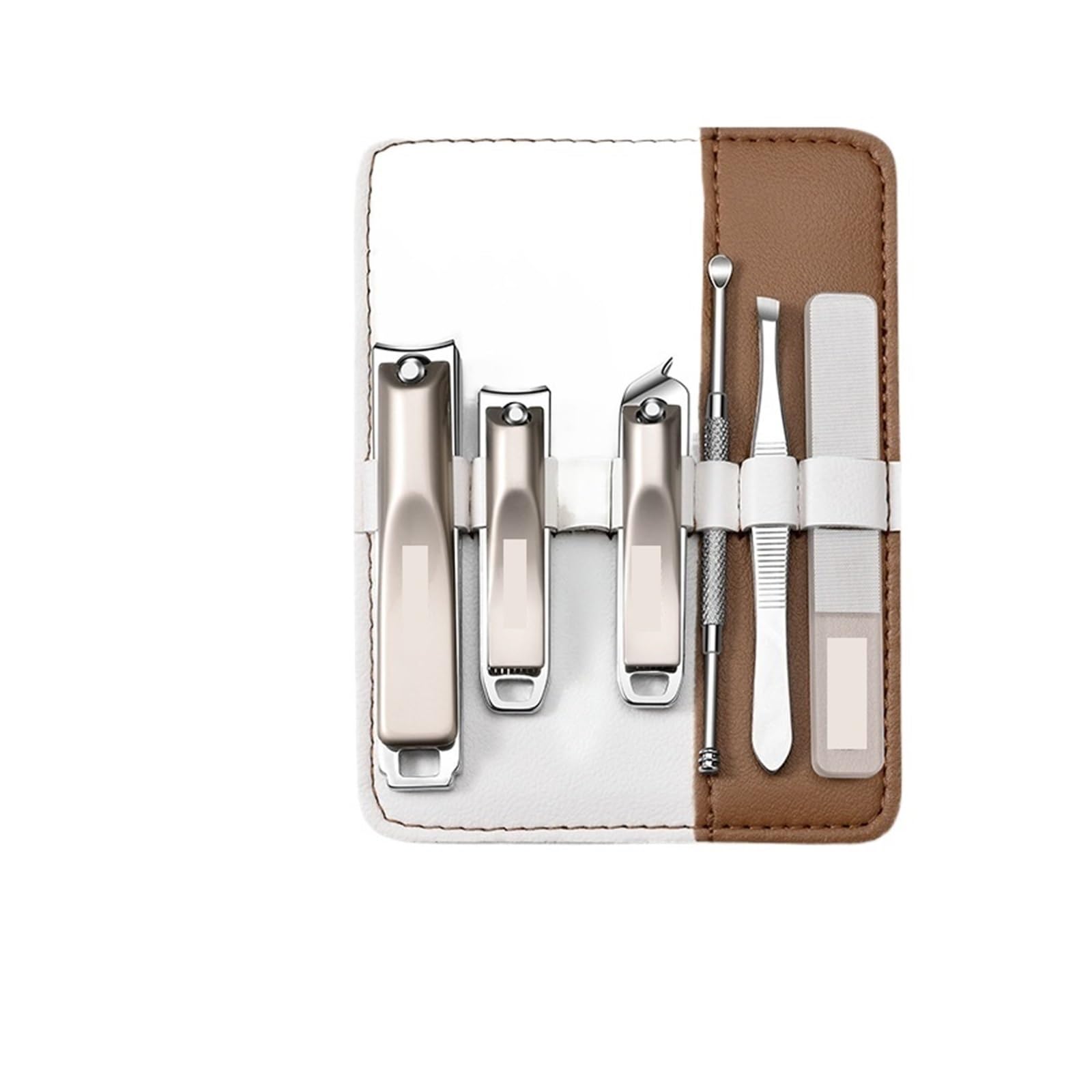 Coupe-ongles en acier inoxydable 6/7 pièces(Brown-7 PCS Set -0)