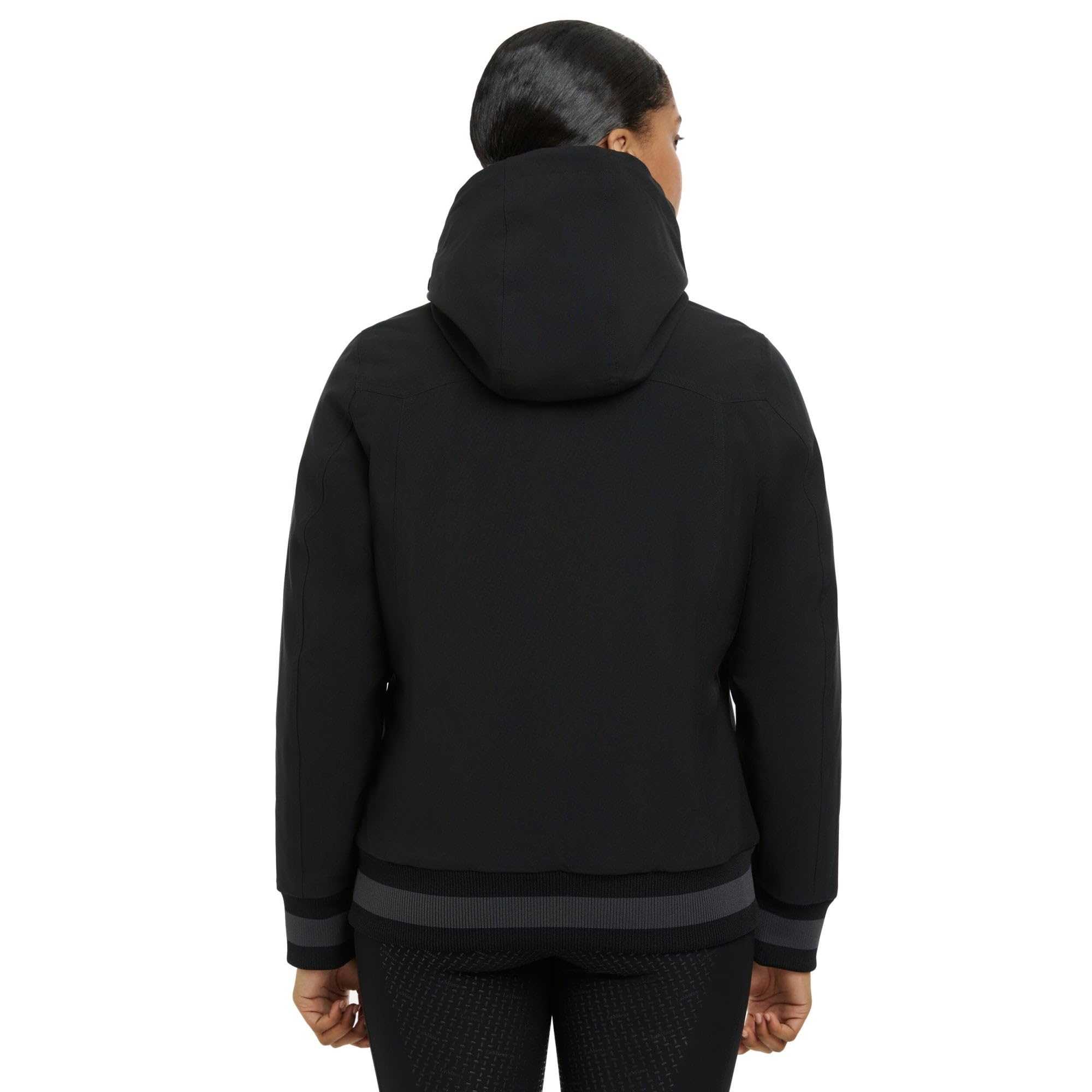 LeMieux Chaqueta de equipo para mujer, impermeable, capucha plegable, cremallera bidireccional