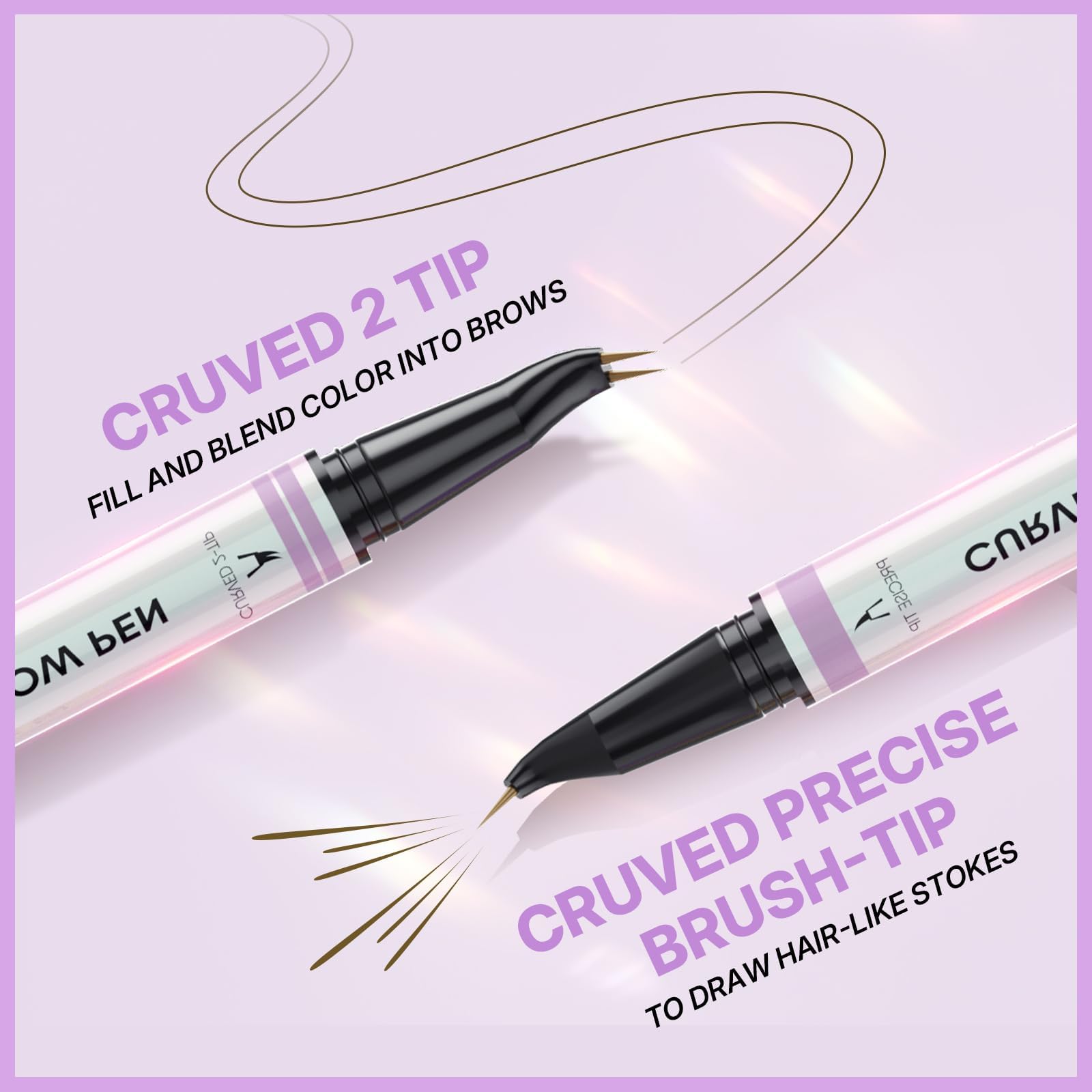 Augenbrauenstift, gebogen, um 30 °, Magic 2-in-1, Eyebrow Pen Pro, wasserdicht, mit 2 Spitzen, Augenbrauenstifte mit intensiver Microblading für Damen, Make-up, das den ganzen Tag anhält