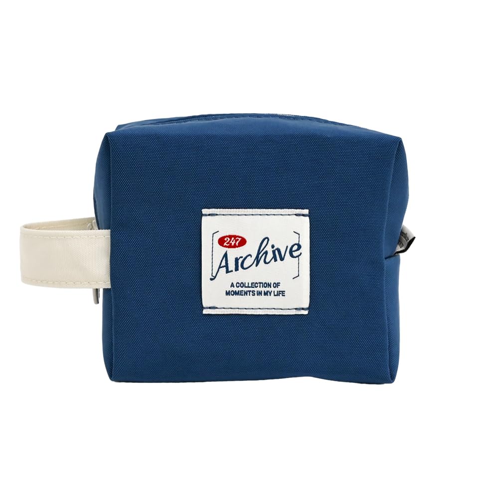 Monolike Archive Cube Mini Pouch, Ocean Navy - Makeup Bag, Cosmetic Bag, Travel Bag, Toiletry Bag, Organizer, Storage Bag
