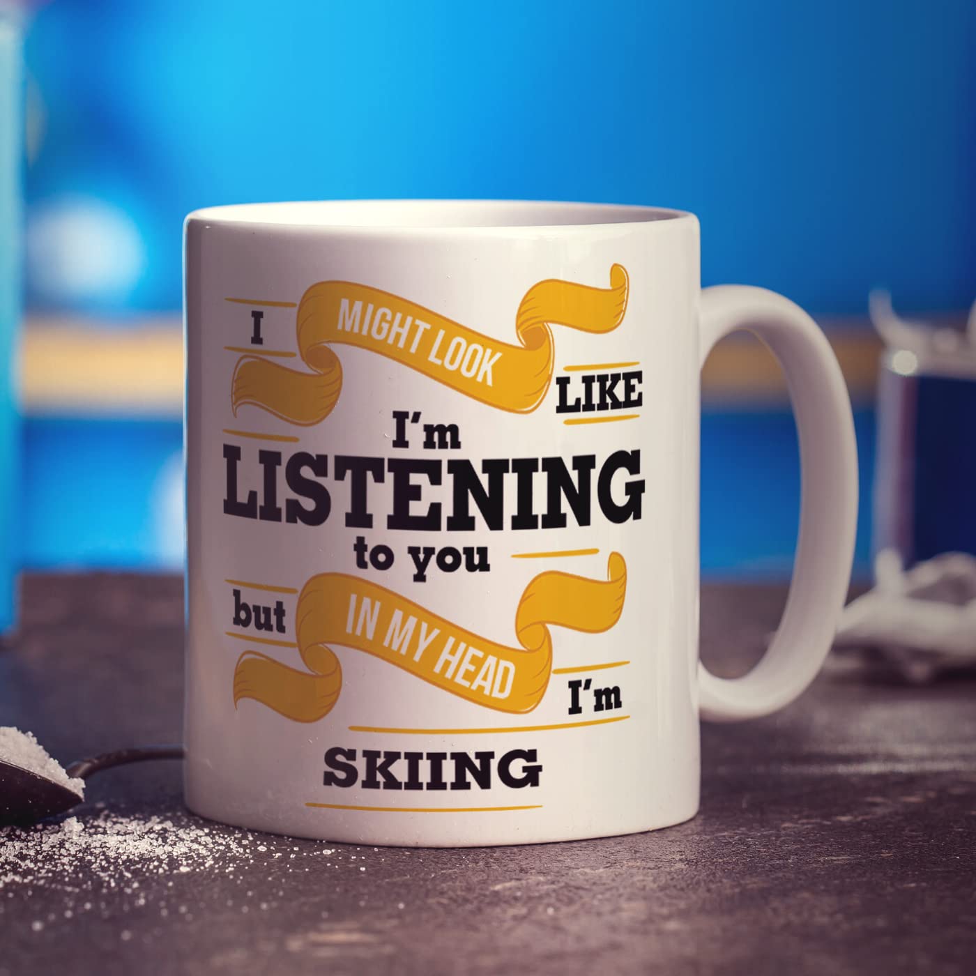 Printster White I Might Look Like I'm Listening To You But In My Head I'm Skiing Mug - 11Oz Ceramic Cup