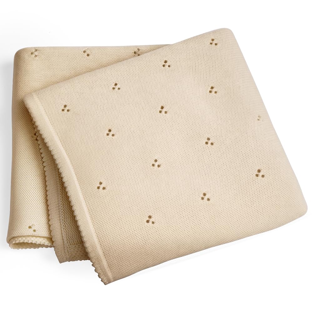 OFFCUP Baby Blanket 100% Cotton, Knit Baby Blankets Baby Gifts