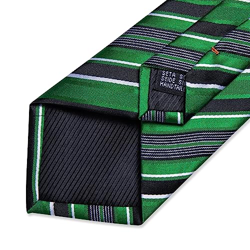 Image of DiBanGu Mens Striped Tie Silk Woven Necktie and Pocket Square Cufflinks Tie Clip Set Wedding Business Formal Gift Tie for Men