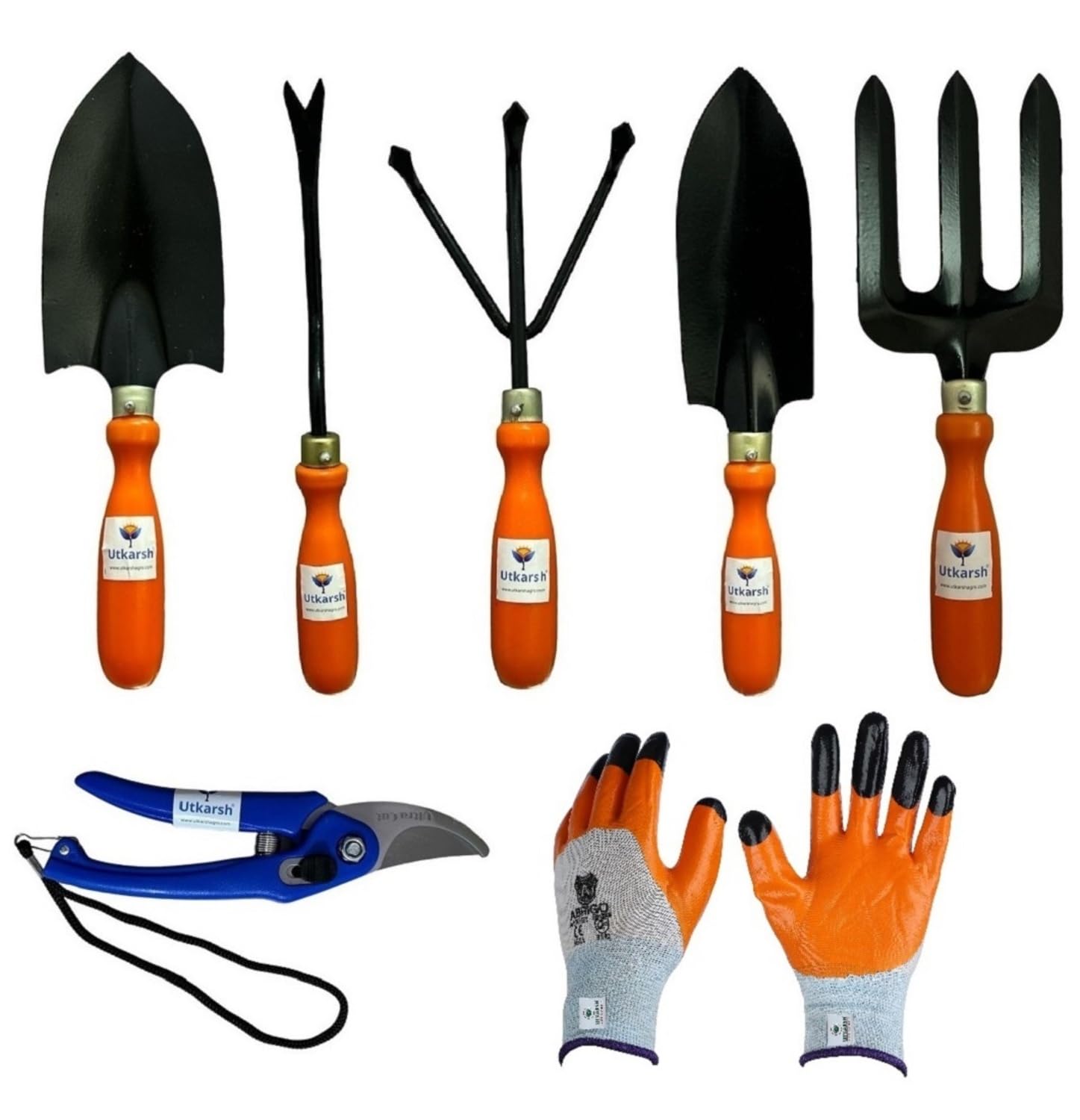 Utkarsh Garden Pruner Cutters, Gloves, Big & Small Hand Trowels, i Weeder, Cultivator, Fork for Indoor/Outdoor Gardening Tools Set for Soil | Durable Home Garden Tools Combo - Pack of 7 Tools (B0CKF8PS7G) Amazon Price History, Amazon Price Tracker