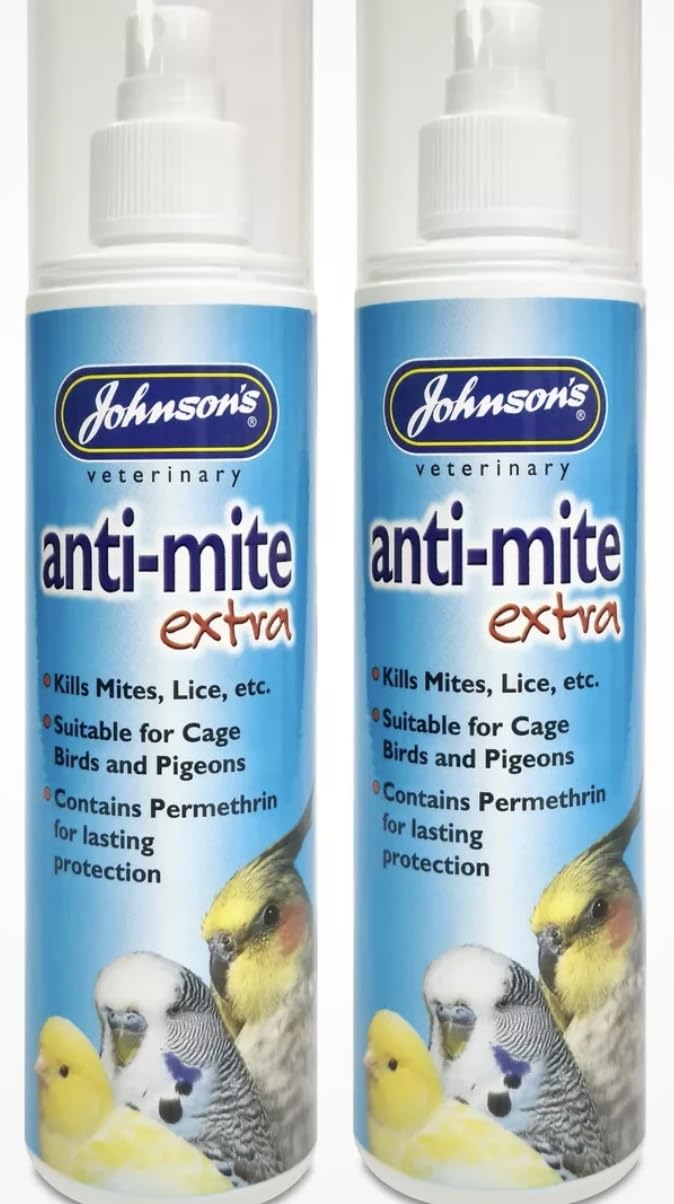 MUNCH PET FOODS JOHNSONS ANTI-MITE EXTRA - CAGED BIRD 150ML PUMP SPRAY- KILLS MITES, LICE & MORE (2 SPRAYS)