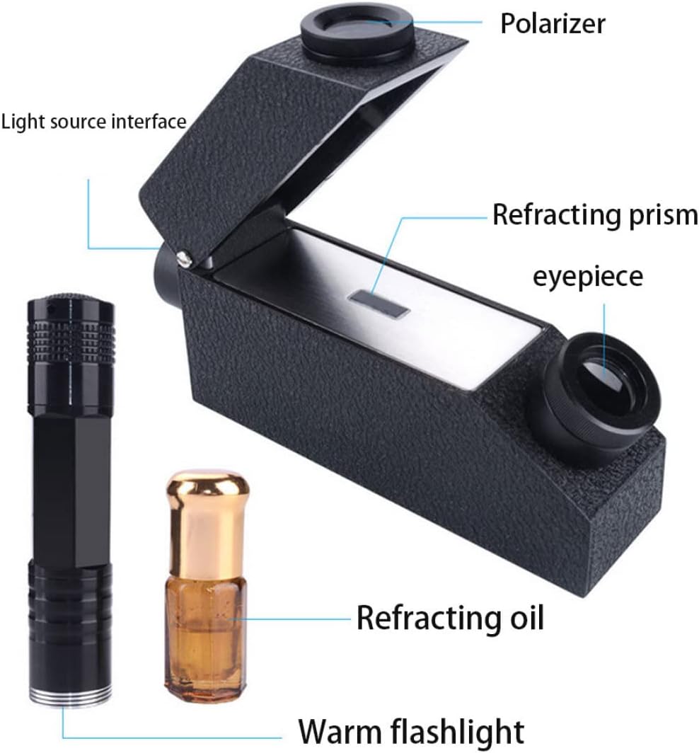 Gemmology Refractometer CL-181 Compact Lightweight Portable with Refractive Fluid Oil for Home Jewelry Measuring
