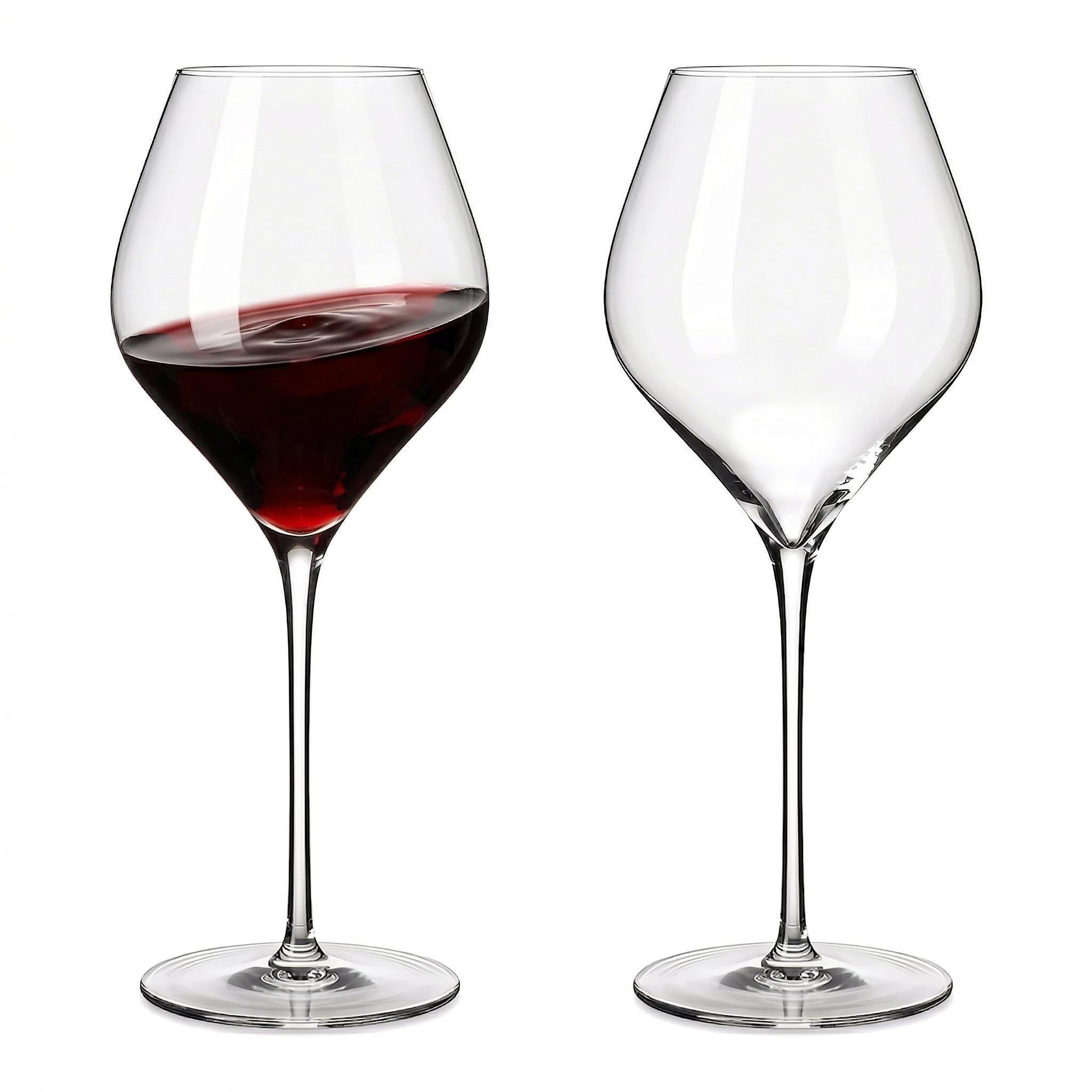 Verres à vin ultra fins en cristal soufflé main 600 ml pour bordeaux et champagne