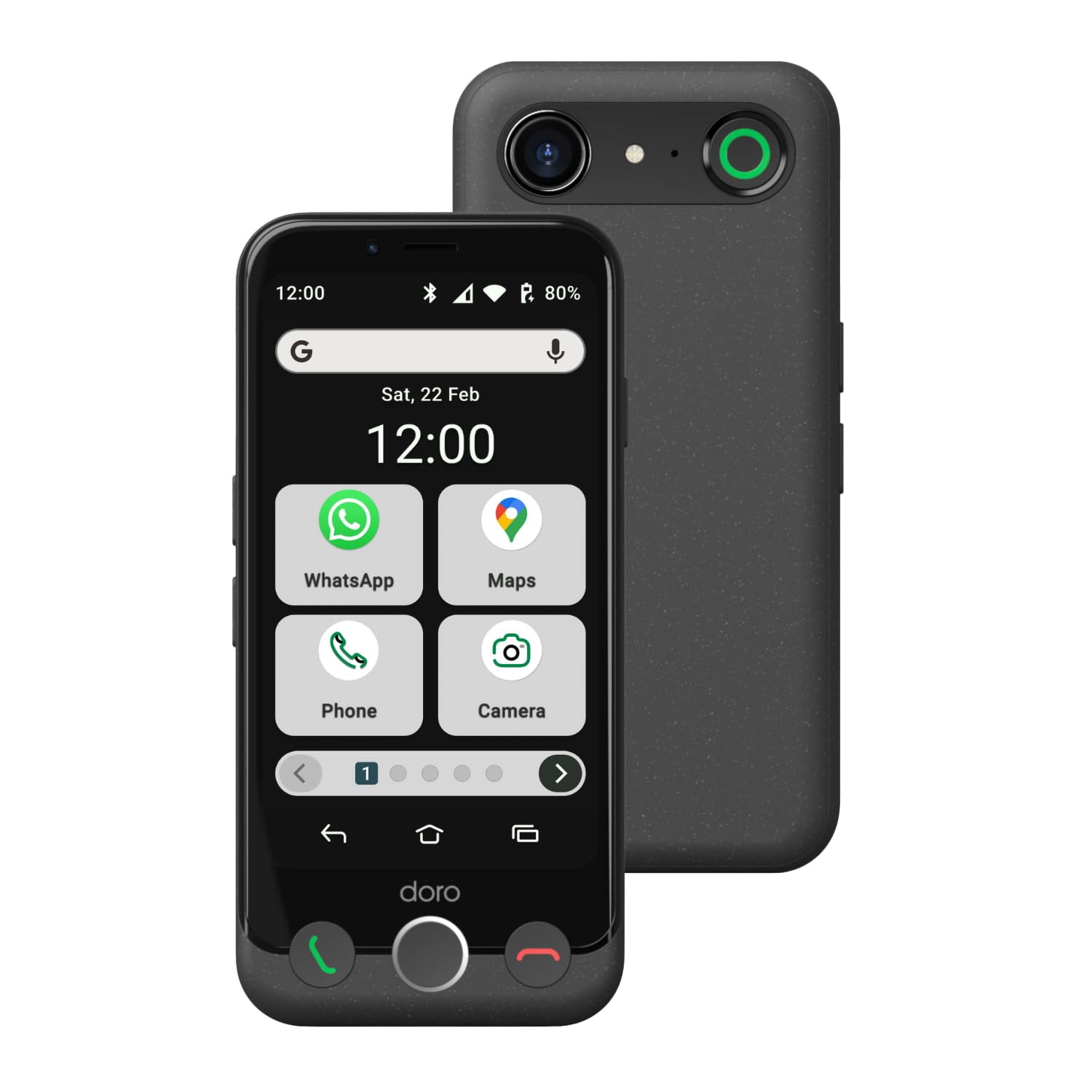 Doro - Smartphone Aurora A10 - Telefono cellulare per anziani - Facile da usare - Tasto assistenza con localizzazione GPS - Compatibile con apparecchi acustici - Cavo USB incluso - Grafite