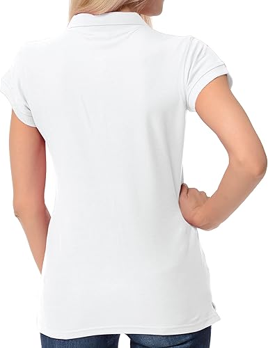 Miniatura 3 de FRESH TEE Polo piqué regular de manga corta para mujer (talla M, blanco), Blanco
