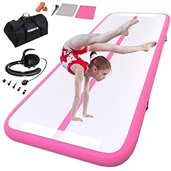 DOBESTS Inflatable Air Gymnastics Mat Tumbling Mat Tumble Track Gymnastics Training for Kids Home 6.6 feet 10 feet 13feet 16feet 20feet 4/8inch Thick for Cheerleading Dance Yoga Cheer Water With Pump