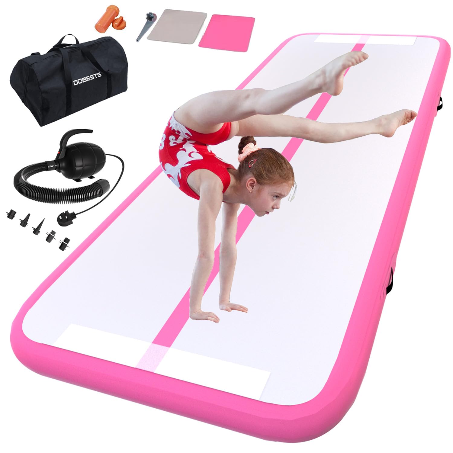 Inflatable Air Tumbling Mat - 6.6/10/13/16/20 ft with 4/8 inch Thickness for Home Gymnastics Training, Yoga, Water, Dance