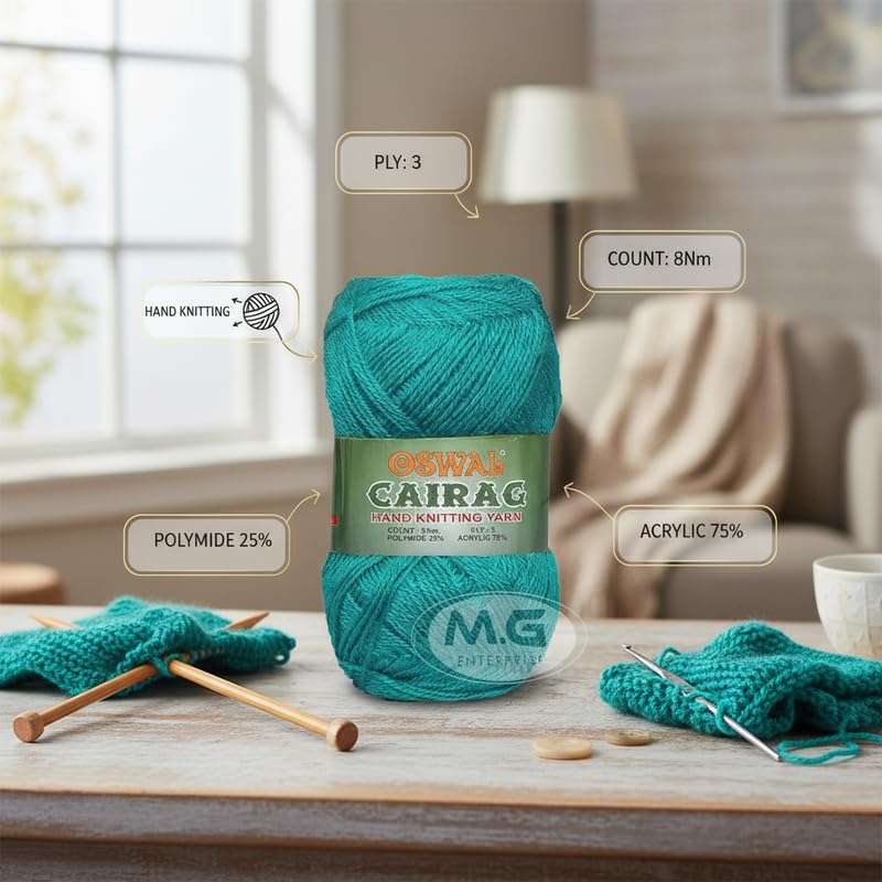 Image of M.G Enterprise Chirag TealSoft Wool Yarn 200 Crochet Yarn for Needle Knitting & DIY Craft