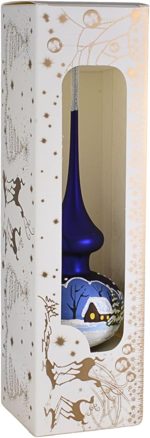 Winter Countryside Glass Christmas Tree Topper.