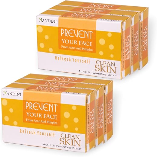 Nandini Clean Skin Acne and Fairness Soap, 75g (Pack of 6)