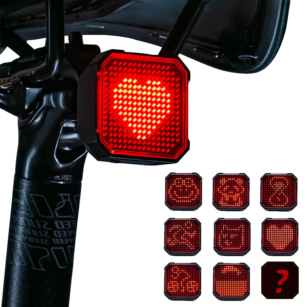 LESOVIBreak Sensing Bike Light Smart Tail Light for Bike, Highly Customizable Intelligent Expression Bluetooth Lightweight Bicycle Tail Light ，244 COB LED Lights IPX6 Waterproof