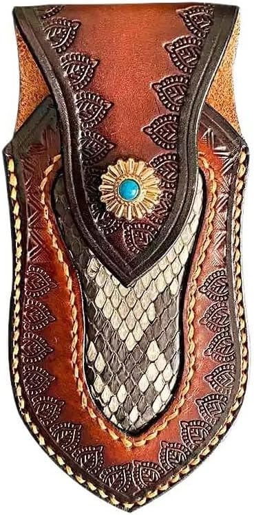 1PC Knife Sheath for Belt Loop, Cowhide Leather Protective Case with Snap Closure Fits for Outdoor Camping, Hiking, Farm