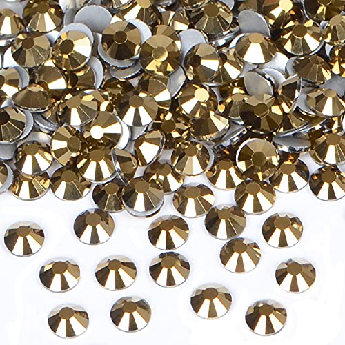 Image of Pack of 2880 Artistic Rhinestones without Hot Fixation Crystal Round Crystal with Flat Back for Jewellery Making with a Collector Pen (SS10 2880 Pieces, Aurum)
