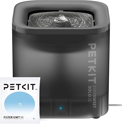 PETKIT CYBERTAIL Katzen Trinkbrunnen, Hundewasserspender,1,85L Katzen Hunde Wasserbrunnen,LED-Licht,25dB Extrem Leiser,Schnurgebundener Wasserspender, Schnurlose Wasserpumpe,Grau