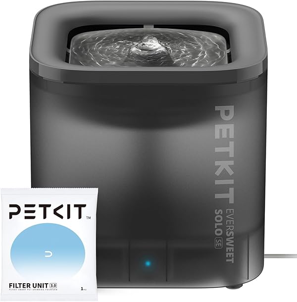 PETKIT CYBERTAIL Katzen Trinkbrunnen, Hundewasserspender,1,85L Katzen Hunde Wasserbrunnen,LED-Licht,25dB Extrem Leiser,Schnurgebundener Wasserspender, Schnurlose Wasserpumpe,Grau