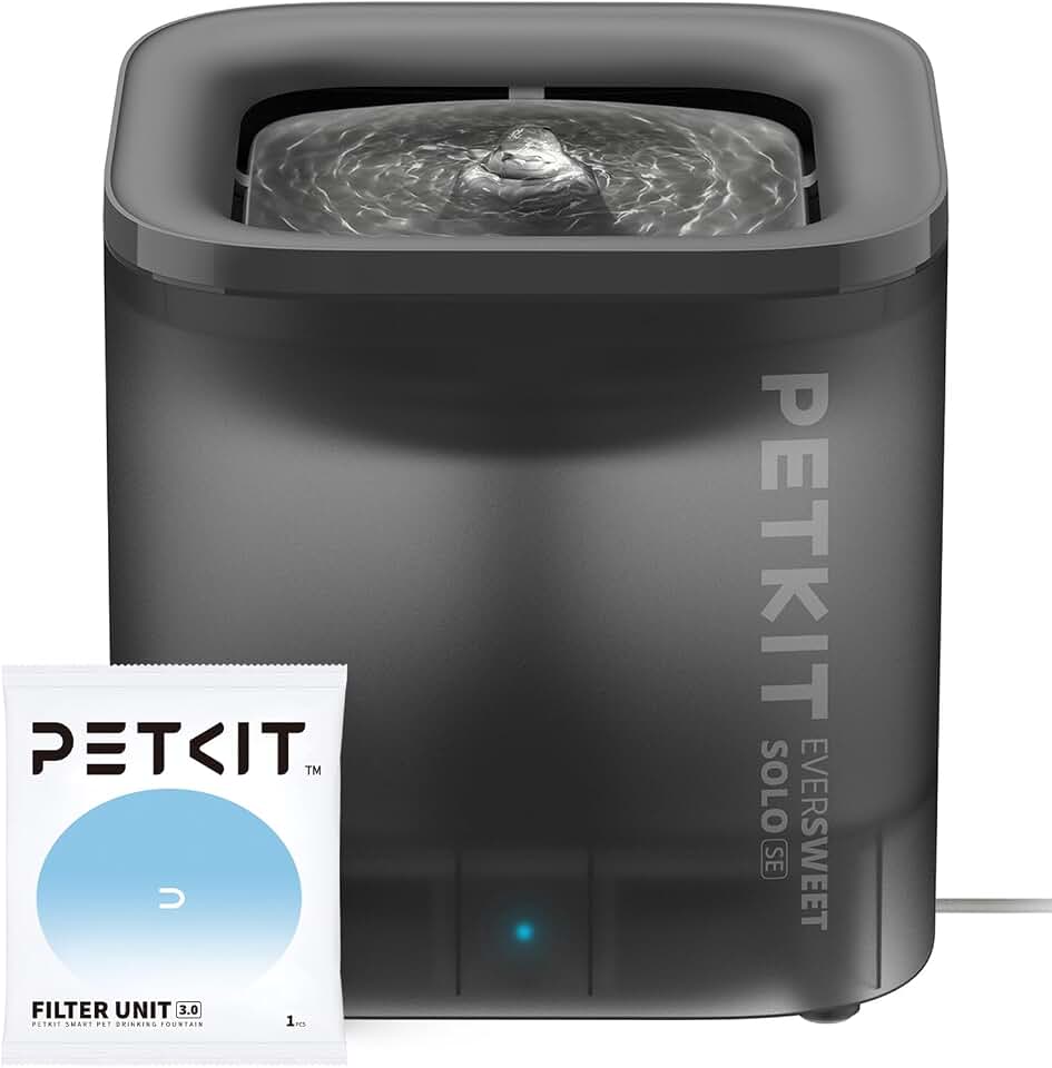PETKIT CYBERTAIL Fuente de Agua para Gatos, con Bomba de Agua inalámbrica, Menos de 25 dB, Filtro 3.0, con Luces LED, Capacidad de 1,8 l, para Gatos, Perros y Otras Mascotas, Gris