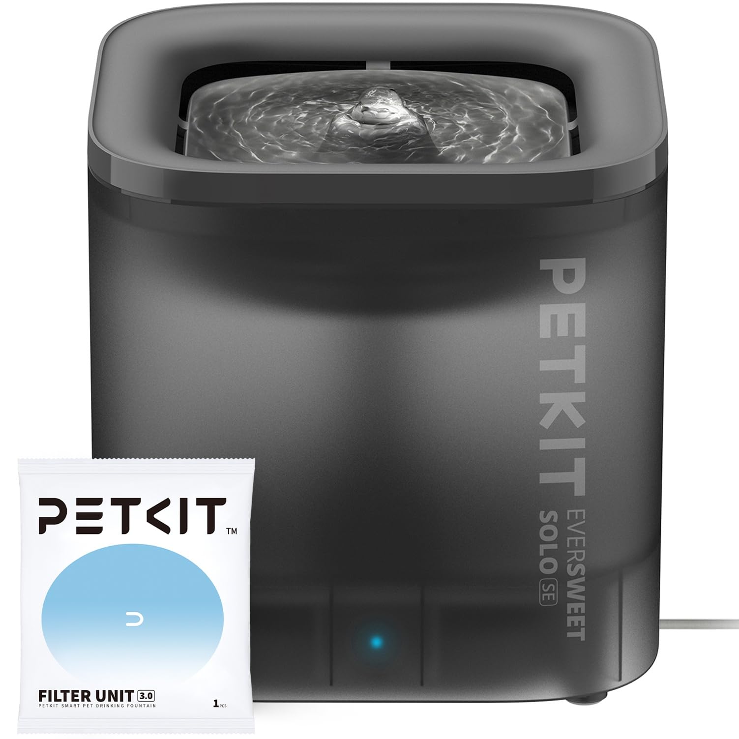 PETKIT CYBERTAIL Fontanella per Gatti, Pompa dell'Acqua Senza Fili,25dB Silenziosa,Fontanella per Cani,3.0 Aggiornare l'elemento Filtrante,1.8 L(Non Base Wireless)