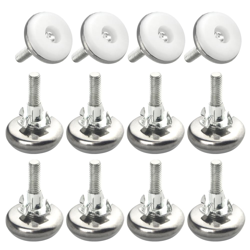 Tovot Light 12Pcs Adjustable Feet With Nuts M6 Table Feet Furniture Feet Screw-On Leveling Feet For Furniture Cabinet Chair(28×38Mm)
