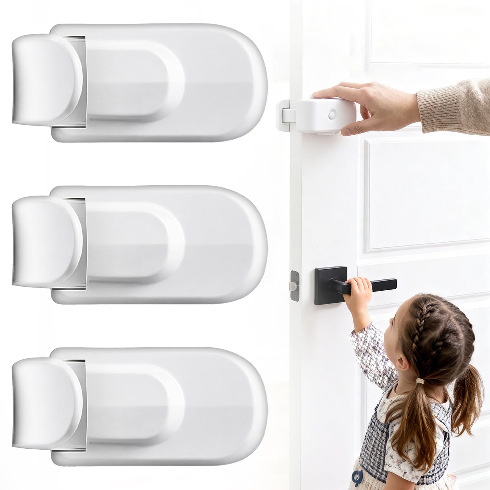 The Snap-On Door Lock Kids Can't Reach or Defeat - No Tools or Adhesives Required, 2026 New Snap On Door Lock - Child Proof Door Latch, Door Handle Safety Lock for Toddler, Cat & Dog (1pcs) — view 8