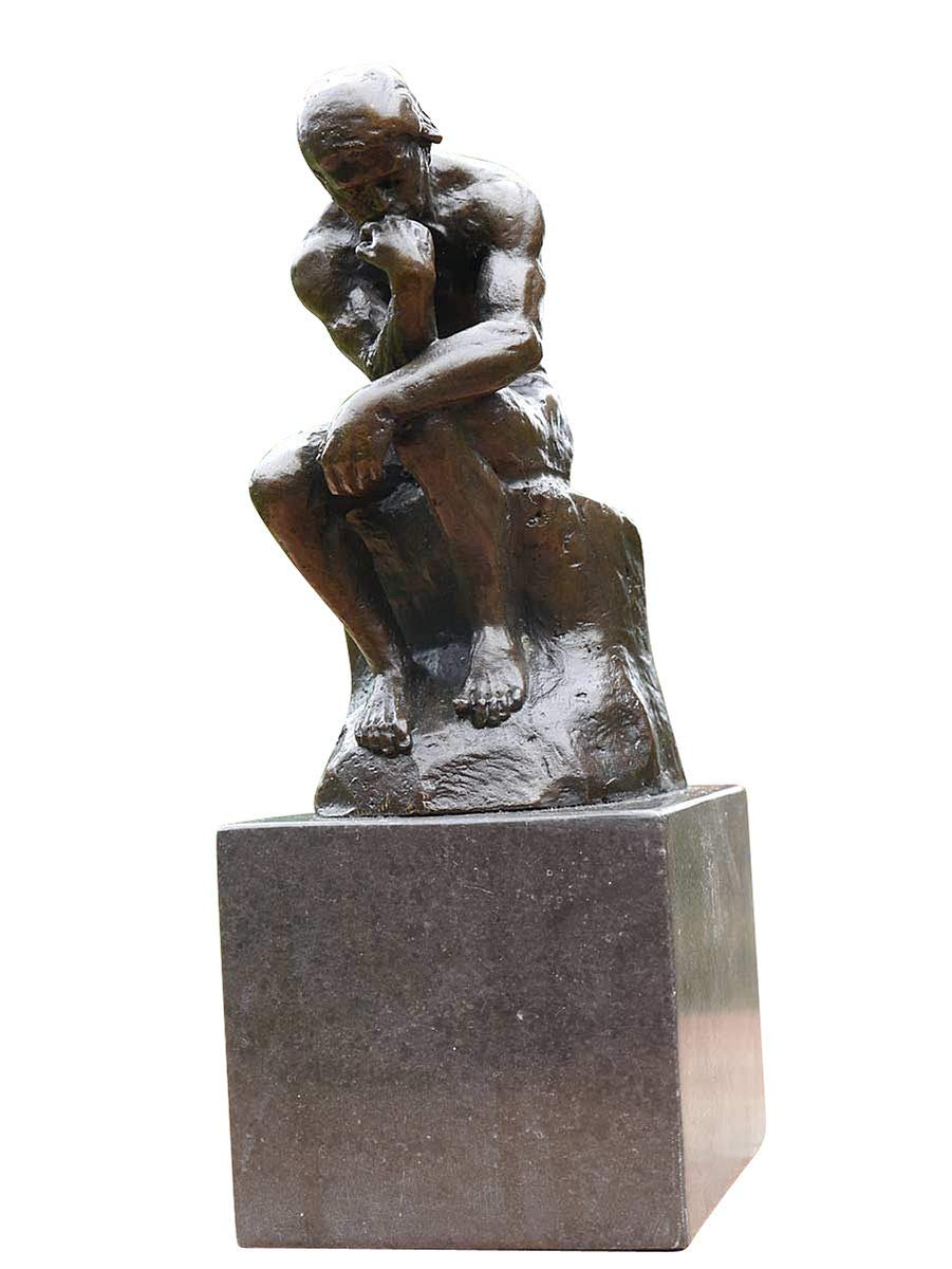 Bronze Figur der Denker nach Auguste Rodin auf edlem Marmorsockel | Skulptur Statue Dekoration | H: 19 cm (873)