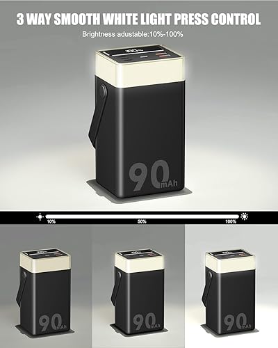 Miniatura 5 de Cargador portátil de 90000 mAh con carga rápida PD de 35 W, 6 puertos y cables integrados, luz de estado de ánimo RGB (12 modos) y linterna LED de