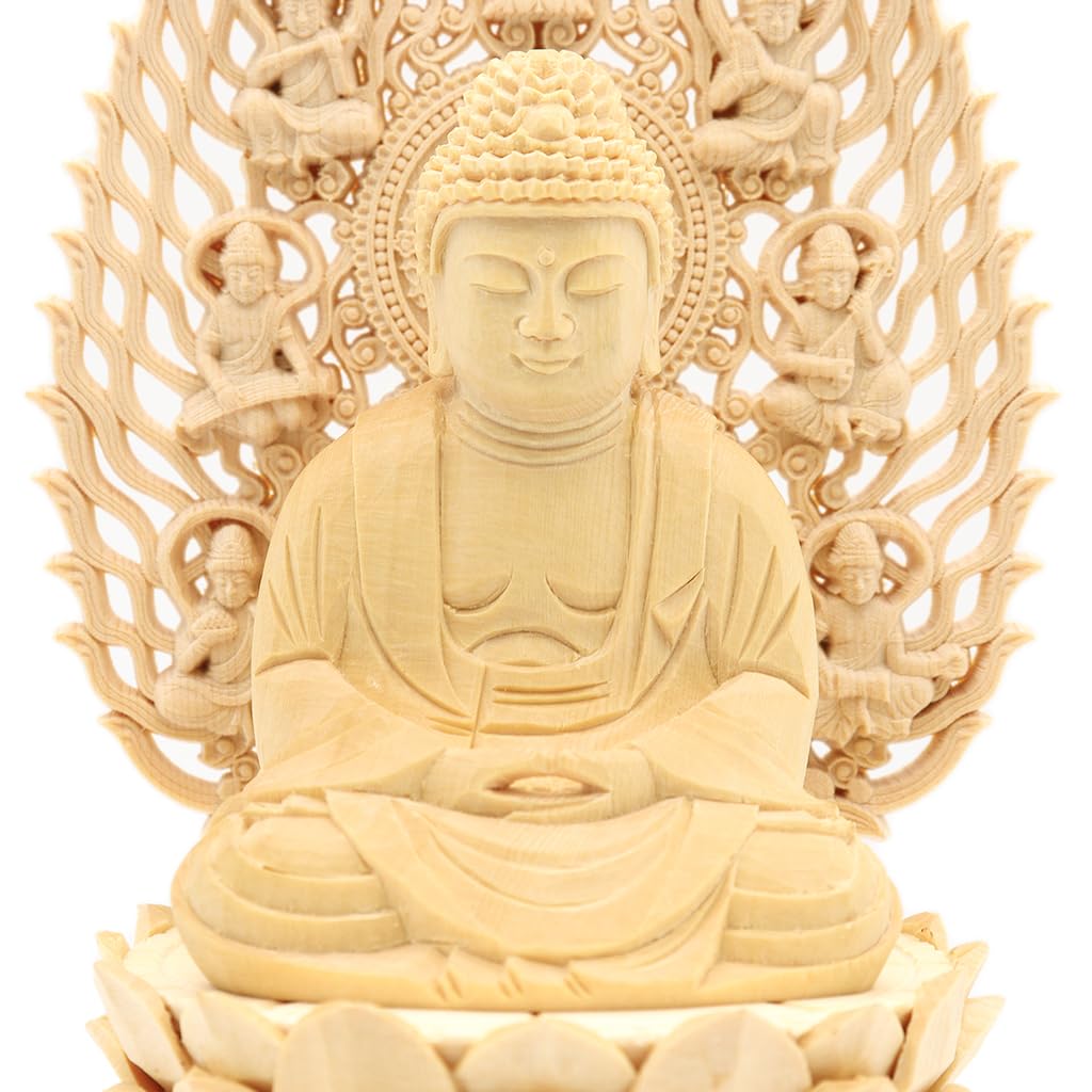 Amazon.co.jp: 栗田仏像ブランド【如来】釈迦如来 座像 桧木製