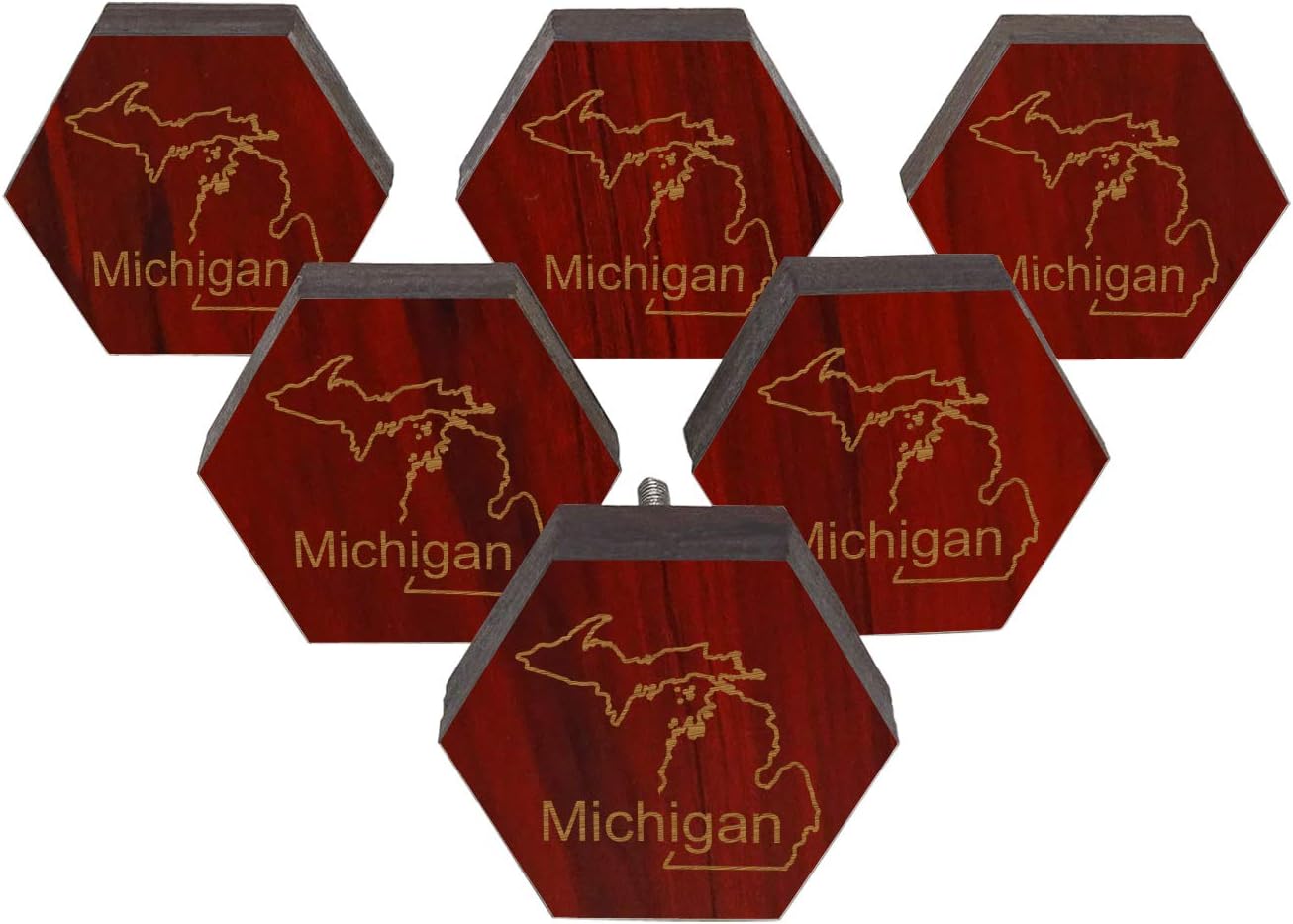 White Michigan Engraved Furniture Knobs Cabinet Drawer Pull Pack 10