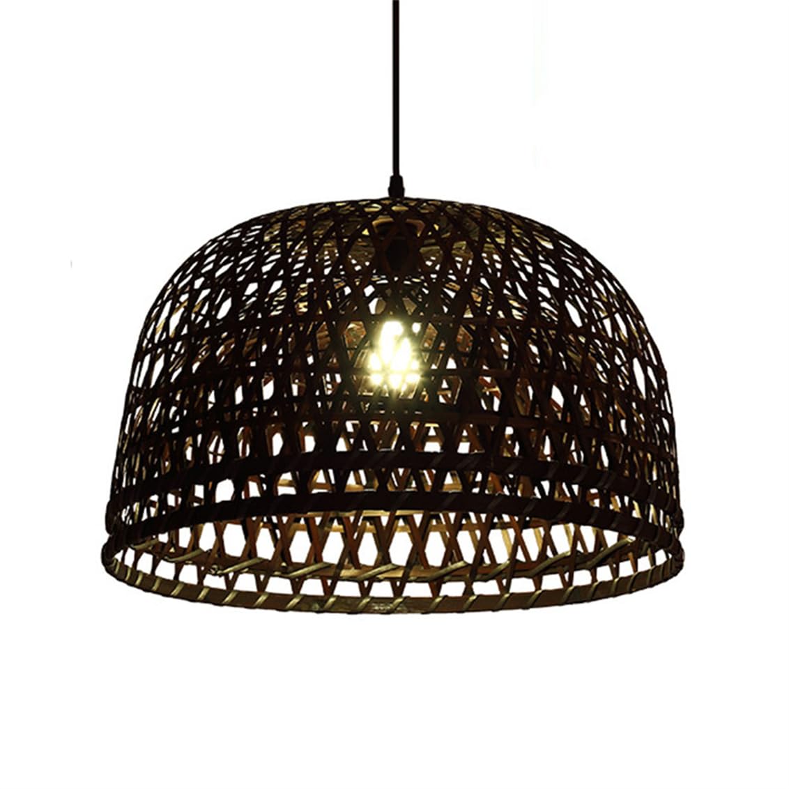 CSSYKV Bamboo Pendant Light Fixture Adjustable Rustic Basket Handmade Fixture Handmade Bamboo Weaving Lantern Hollow Lighting 19.7" Vintage Light Fixtures for Restaurants Living Dining Farmhouse