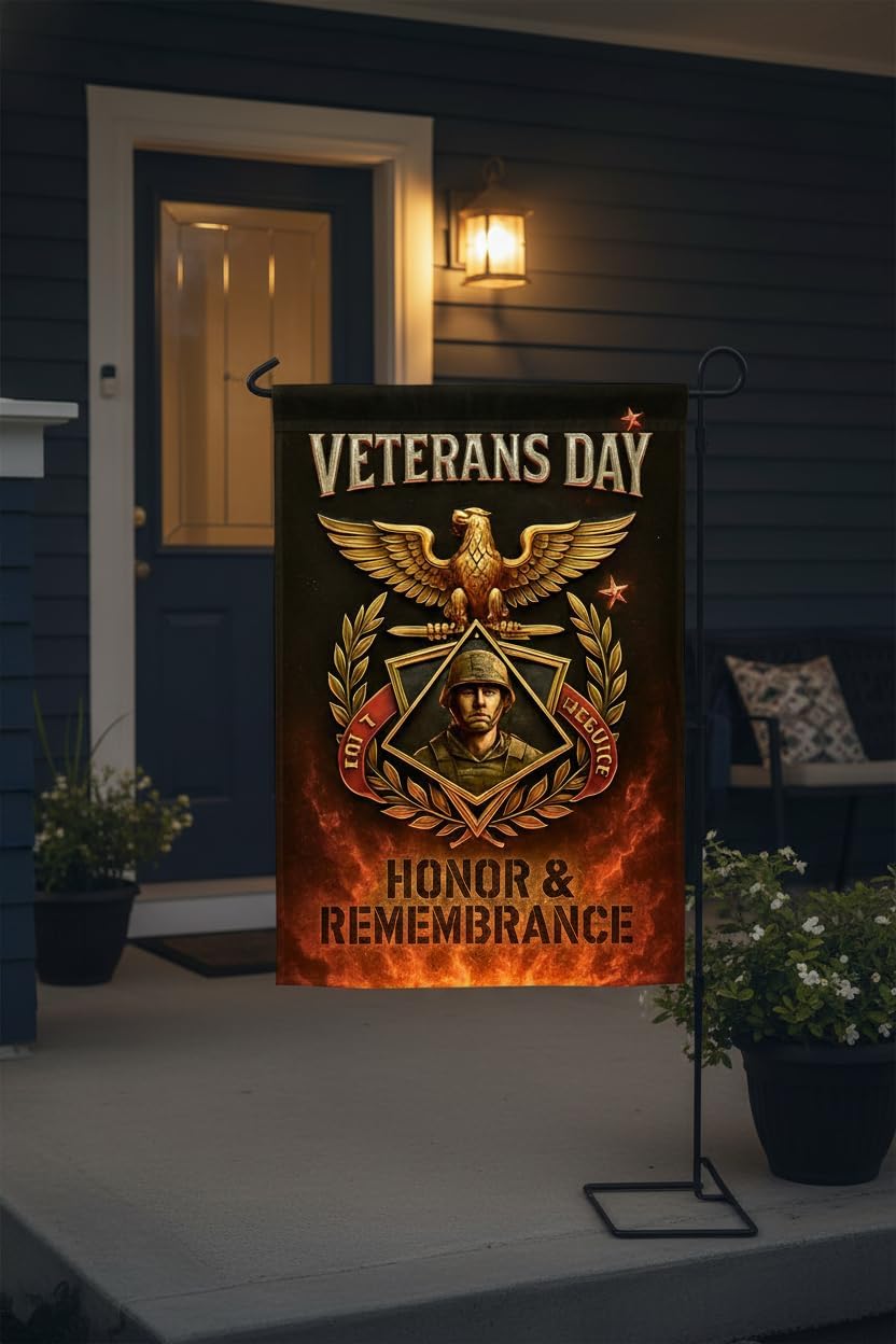 Army Veteran Eagle Soldier Emblem Garden Flag 12x18 In Doublesided Honor Remembrance Weather-Resistant Polyester Banner for Veterans Day Memorial Armed Forces Patriot Service - Image 7