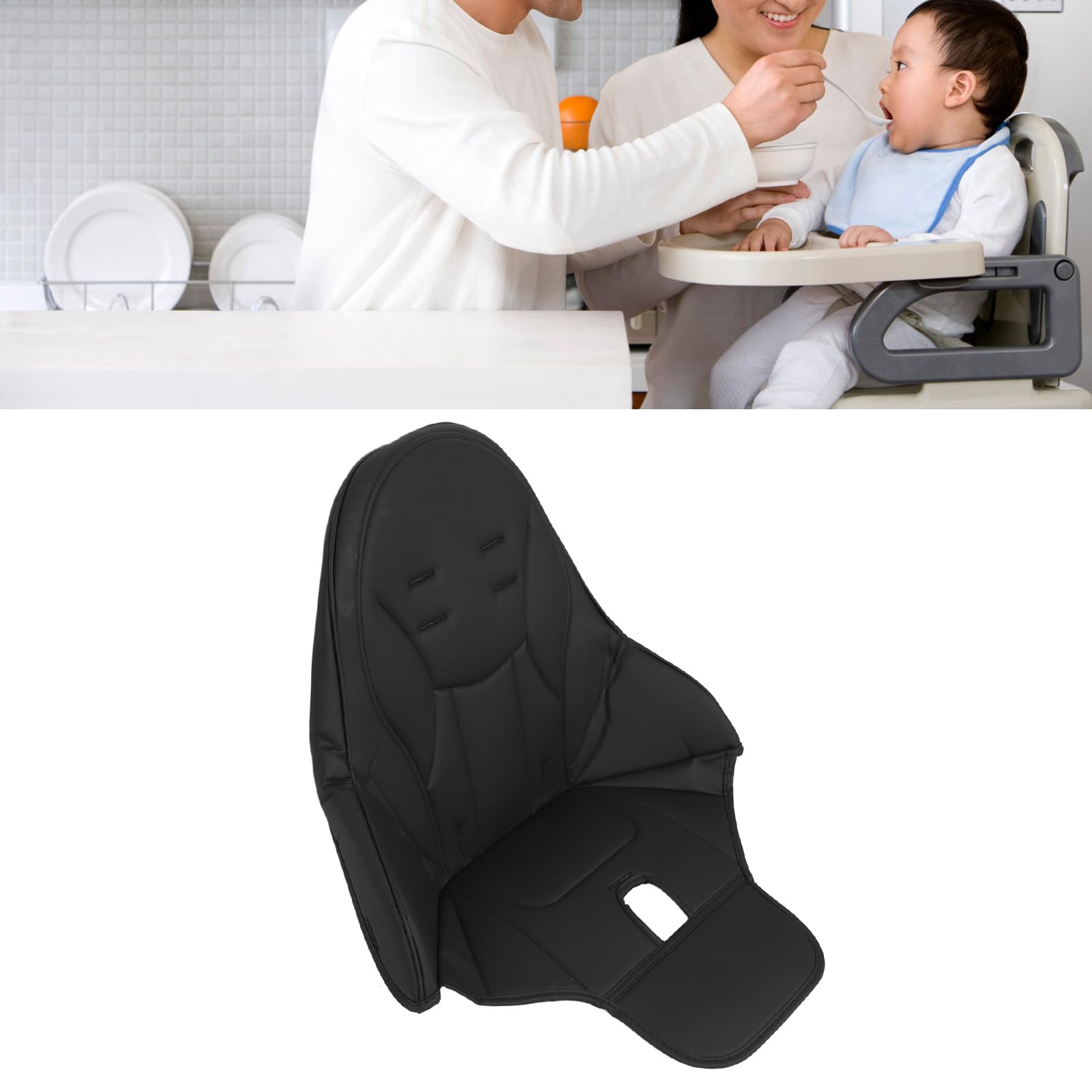 Coussin de Chaise Haute en Cuir PU Doux et Confortable r é sistant à l ' EA (Noire)