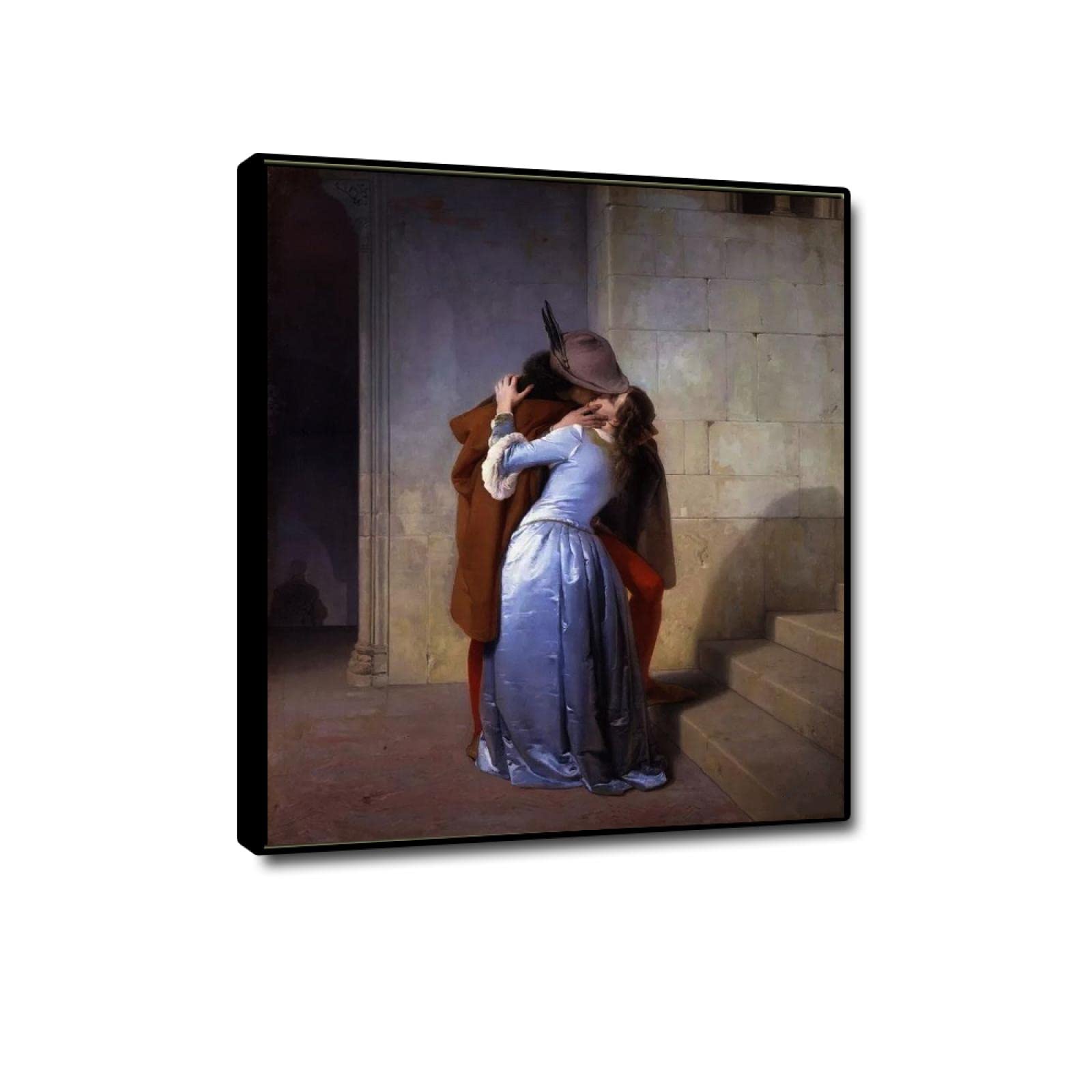 JZSDGB Słynna sztuka ścienna na płótnie - Francesco Hayez obraz olejny, reprodukcje - klasyczny Giclee, sztuka ścienna, wydruki na płótnie, plakat do dekoracji sypialni, 20 x 25 cm, czarna rama