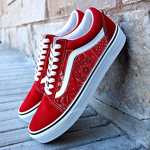 Red Old Skool Shoes x Red Bandana Pattern Custom Handmade Shoes By Patch Collection2