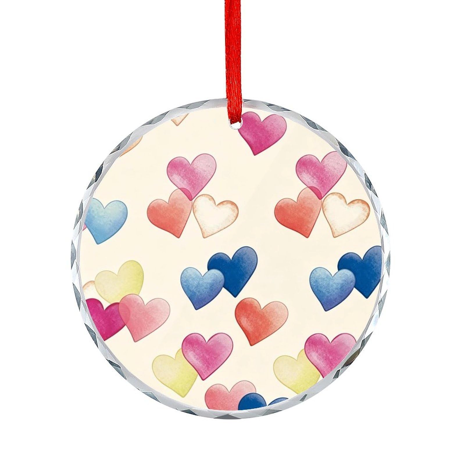 Btcowzrv Style Love Heart Round Ornament Hanging Pendant Decor