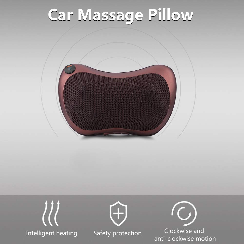 Estink Cojín de Masaje Shiatsu para Espalda, Hombros y Cintura, con Protección Contra Sobrecalentamiento, Apagado Automático, Café