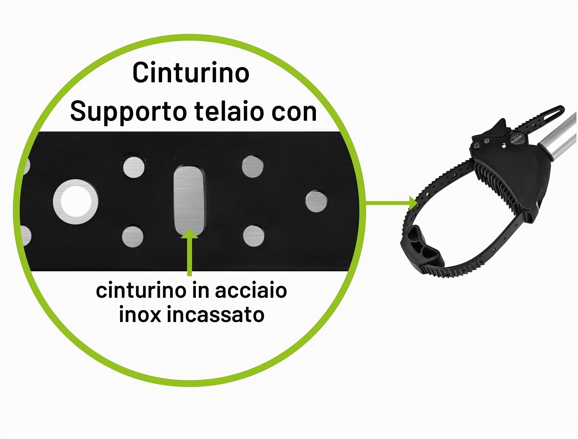 Strap supporto telaio corto Ø 25 + 30 mm, nero/argento