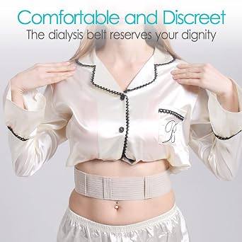 [2 Pack] PD Dialysis Belt Breathable Peritoneal Dialysis Accessories Peg J Tube Catheter Belts Holder Feeding Tube Supplies for Stomach Women Men Adults Beige
