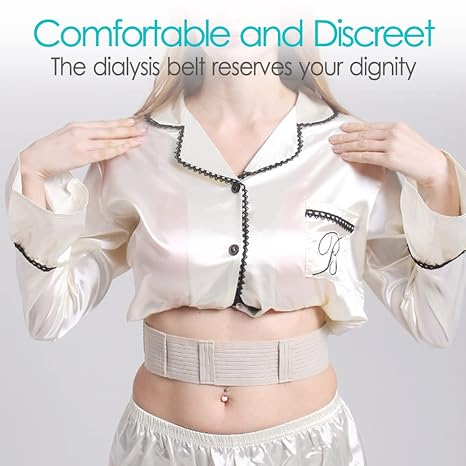[2 Pack] PD Dialysis Belt Breathable Peritoneal Dialysis Accessories Peg J Tube Catheter Belts Holder Feeding Tube Supplies for Stomach Women Men Adults Beige