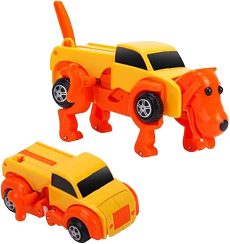 Amazon Cottonz シリーズ車 変形ミニカー 変身 自動変形 犬のロボット 男の子 バネ おもちゃ 歩きながら変形 プレゼント クリスマス 誕生日 オレンジb ロボット 子ども向けフィギュア おもちゃ