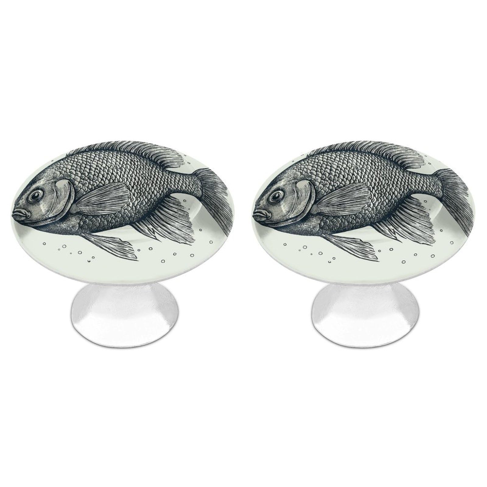 Btcowzrv Style Hand Drawn Small Fish 2 Pack Cabinet Knobs Drawer Pulls