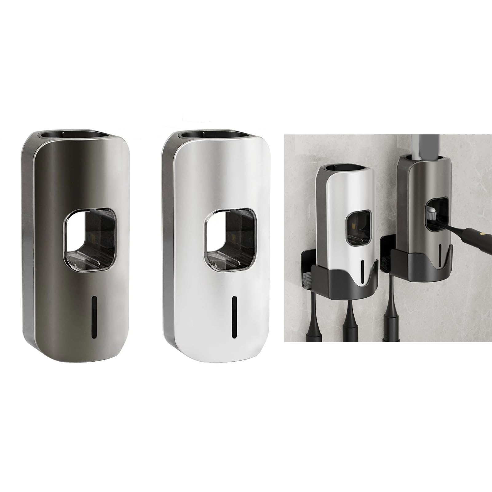 Dispensador de pasta de dientes, exprimidor automático de pasta de dientes para niños y familias, accesorios de baño montados en la pared, soporte para cepillos de dientes, dispensador de pared