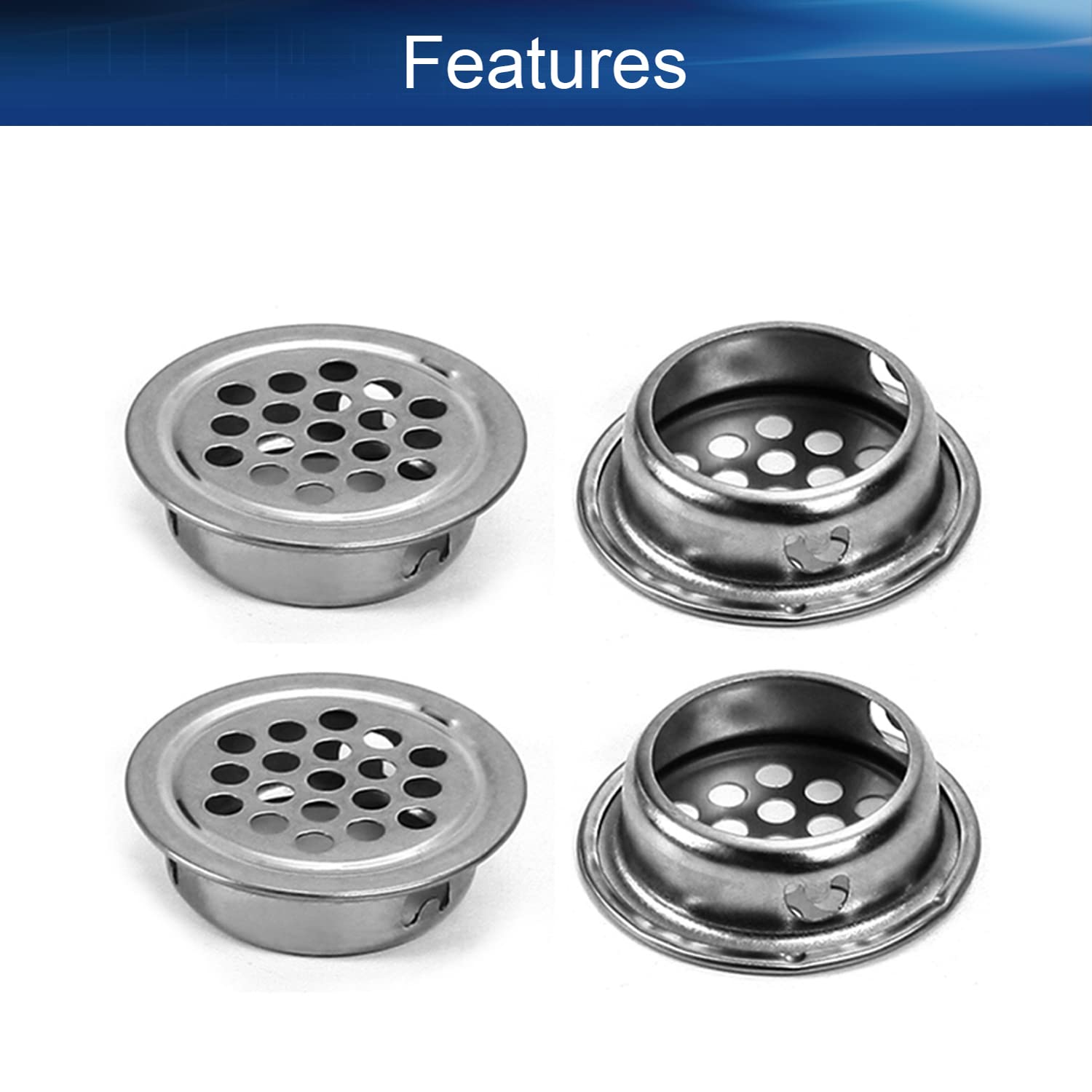 Grille De Ventilation 100mm SUMNACON Lot De 2 Couvercles D'aération Muraux Ronds En Acier Grille Aération Extérieur